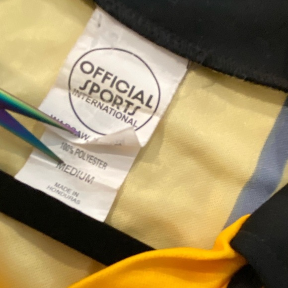 Official Sports Size M USSF Yellow Long Sleeve Striped Soccer Referee Jersey - Picture 15 of 15